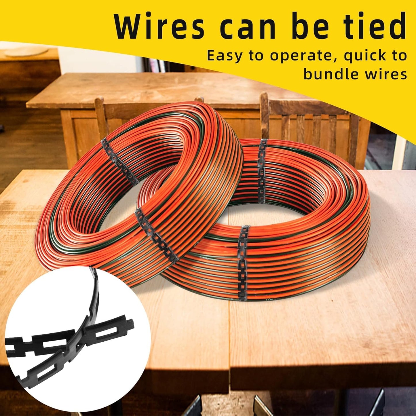 codree 2 Pcs 50Ft Plastic Chain Lock Tree Tie, 1/2 Inch Wide Adjustable Tree Support Straps for Staking, Flexible Cable Plant Trees Ties for Leaning Tree Garden Accessories