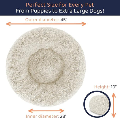 Donut Dog Bed - Premium Comfort for Anxiety Relief - Fluffy & Calming Design with Ultra-Plush Support | Cozy Round Dog Bed with Super Soft Circle Style (Cream, X-Large)