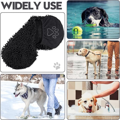 Newwiee 4 Pcs Large Dog Towels for Drying Dogs with Hand Pocket Microfiber Shammy Towel 32 x 14 in Dog Bath Towel Absorbent, Quick Drying, Machine Washable for Pet Puppy Clean Shower Supplies(Black)