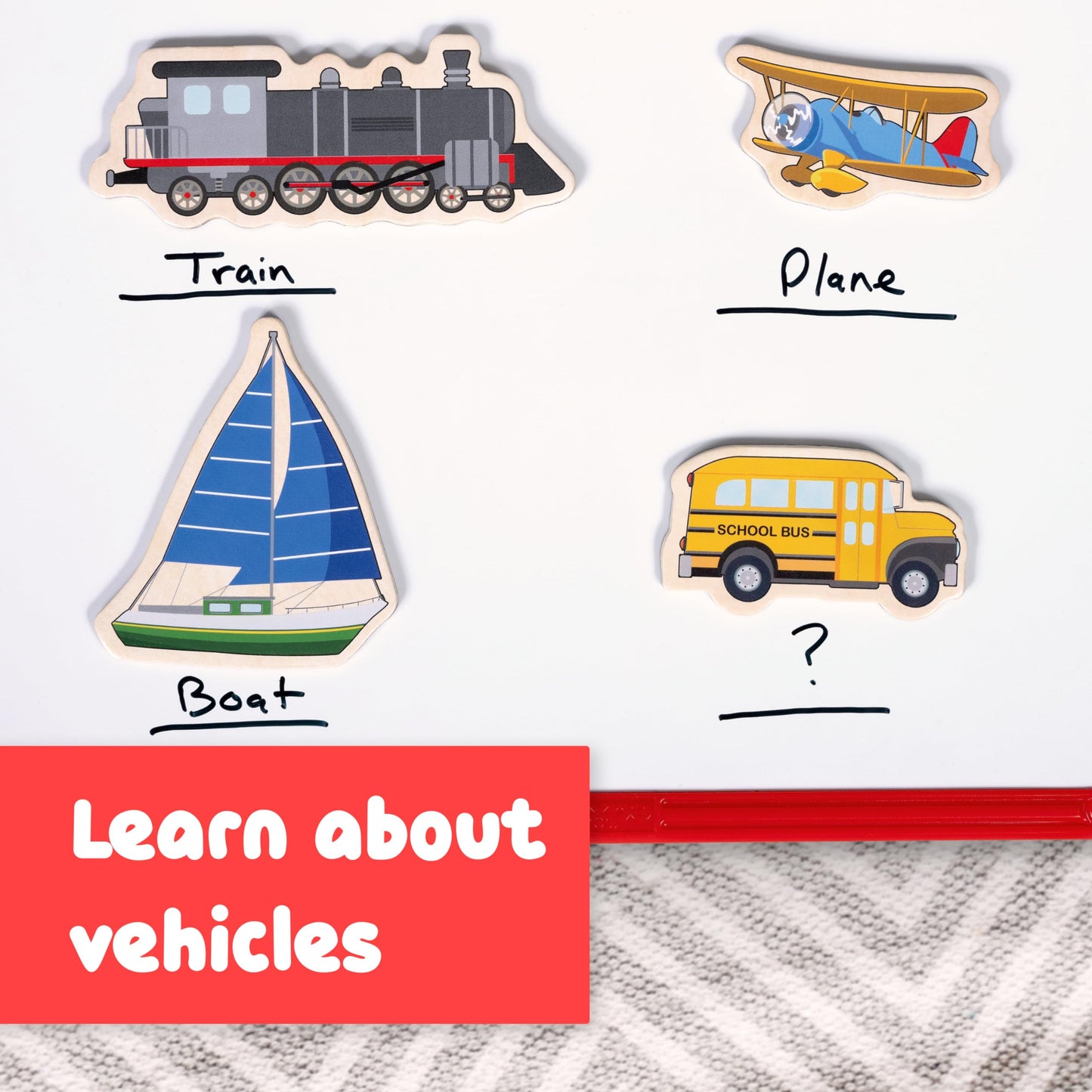 Spark & Wow Wooden Magnets | Transport | Magnets for Kids Ages 2+ | Open-Ended Play | Adhere to Fridges, Whiteboards and More