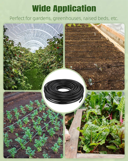 Pawfly 100 ft. 1/4" PE Irrigation Dripline Tubing, Black Polyethylene Distribution Line, Quick-Connect Compatible Drip Hose for Small Garden & Potted Plants