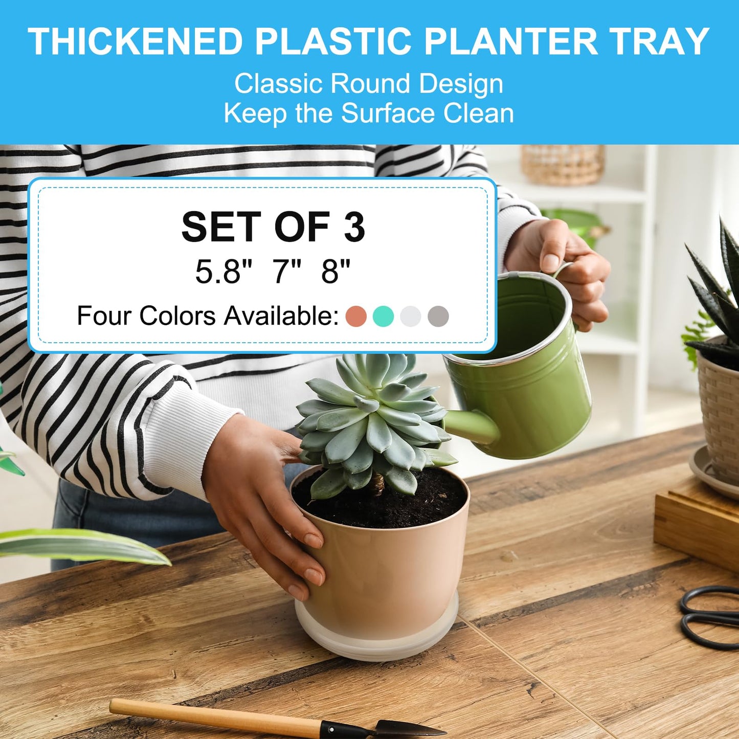 PATIKIL Plant Saucer Tray, 6 Pack 6/7/8 Inch Plastic Round Plant Saucer Flower Planter Drip Tray for Indoors Outdoors Patio Balcony, Terracotta