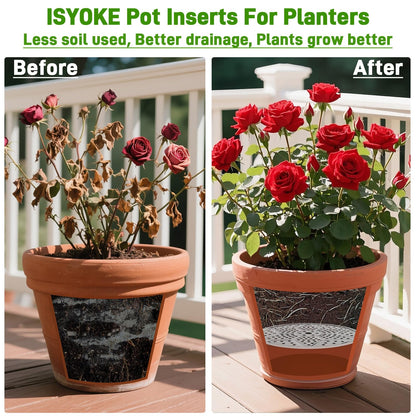 6-Pack 10/11/13-Inch Round Planter Insert, Planter Inserts for large Pots with Drainage Holes, Use Less Potting Soil, Plant Risers for Inside Pots for Tall or Short Planters for Indoor & Outdoor Use