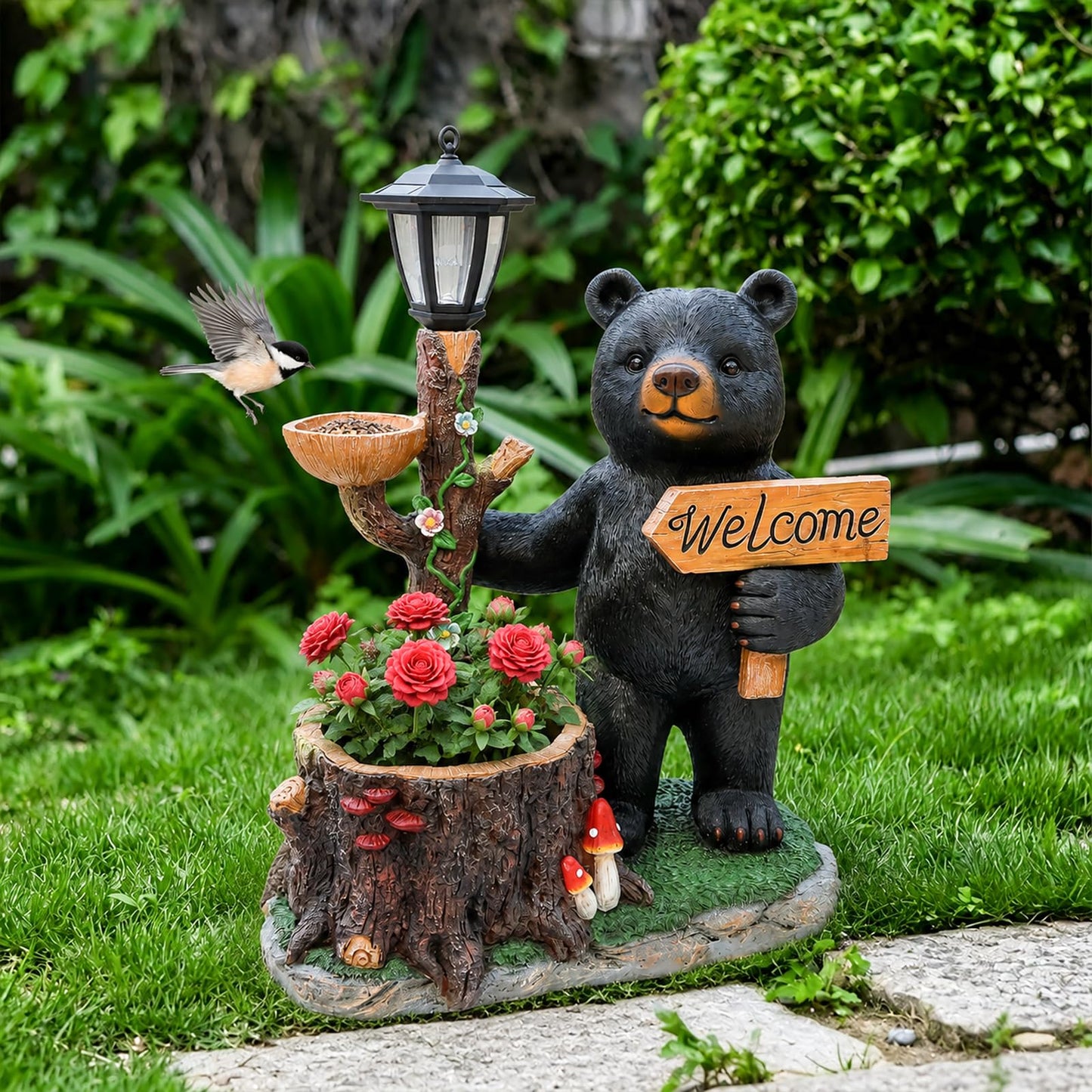 Rustic Black Bear Succulent Planter - Weather-Resistant Resin Animal Flower Pot, Unique Cabin Lodge Decor for Indoor Outdoor, Small Plant Container for Succulents Cactus, Perfect Father's Gift Idea