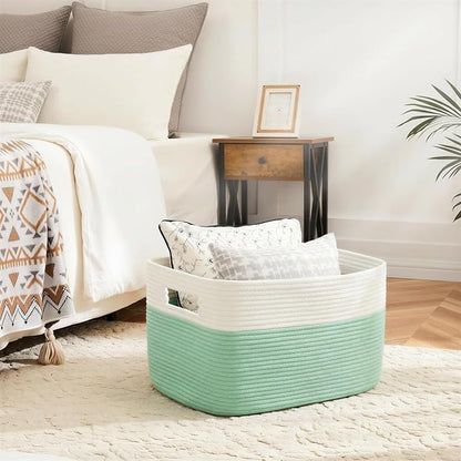 Artfeel Blanket Basket,Rectangle Woven Baskets for Storage,30L Laundry Basket for Decorative Nursery Blanket,Toys,Dirty Clothes and Magazine in Shelves,Baby Room,and Living Room