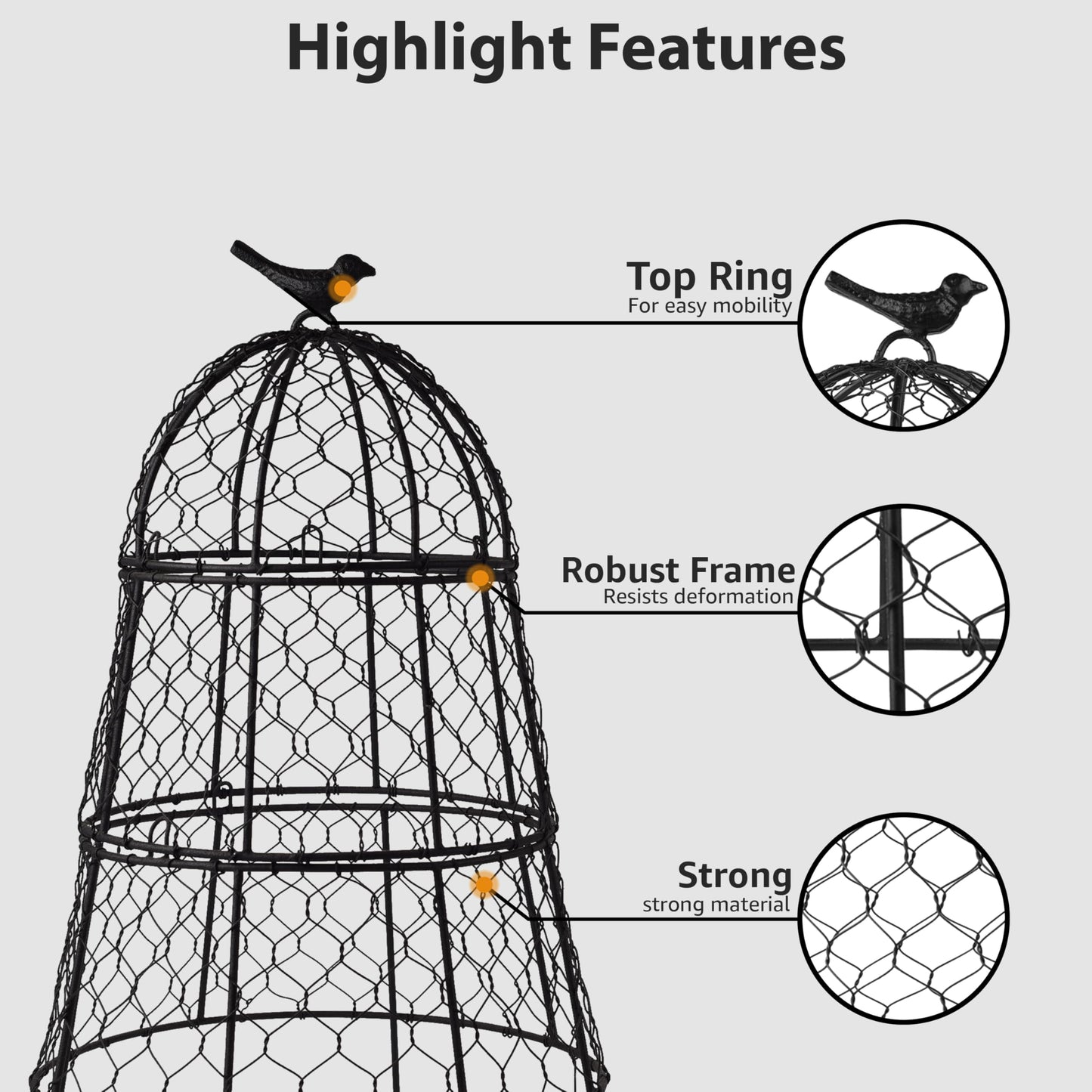 DHAMPOOH Pack of 12 Heavy-Duty Chicken Wire Plant Cloches – Rustproof Garden Protectors and Plant Cages for Vegetables and Flowers – Safeguard Plants from Deer and Critters – 20” x 12”