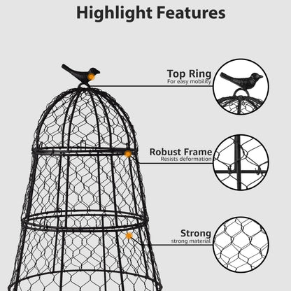 DHAMPOOH Pack of 6 Heavy-Duty Chicken Wire Plant Cloches – Rustproof Garden Protectors and Plant Cages for Vegetables and Flowers – Safeguard Plants from Deer and Critters – 20” x 12”