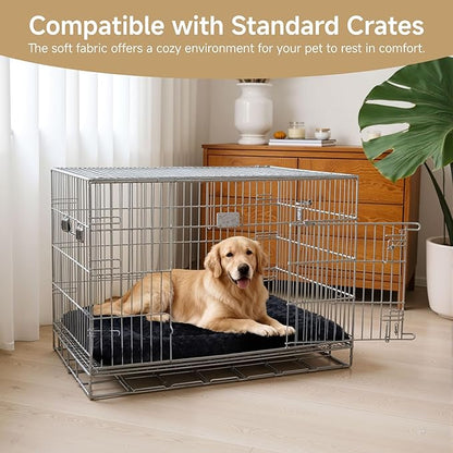 Washable Dog Bed Mat Ultra Soft Dog Crate Pad Comfy Fluffy Pet Kennel Beds Sleeping Mattress for Large Jumbo Medium Small Dogs, 36 x 23 Inch, Black