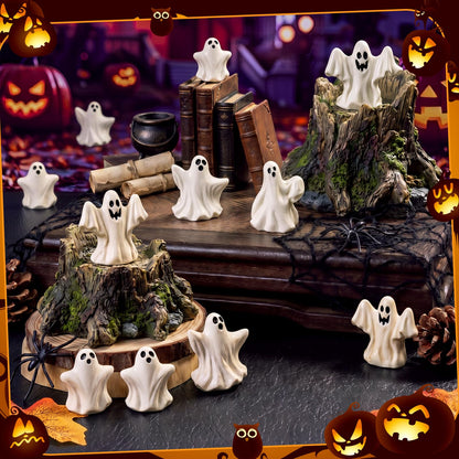 Thyle 60 Pcs Halloween Mini Ghosts Figurines, Cute Resin Ghosts Decorations, Spooky Tiny Sculptures for Halloween Tiered Tray Decor Party Favors Dollhouse Micro Home Tabletop Ornament (Boo Ghost)
