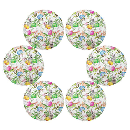 Easter Placemats Easter Bunny Eggs in Grass Flowers Round Placemats Set of 6 for Kitchen Table Washable Kitchen Table Mats Place mats