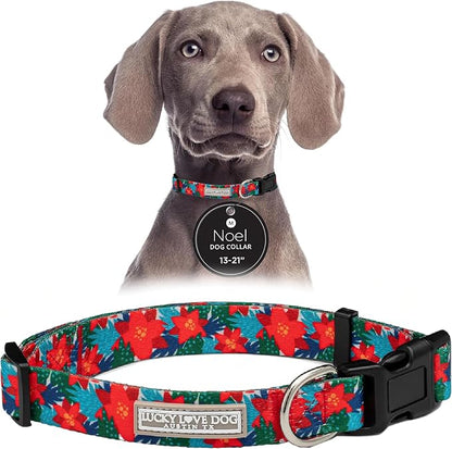 Lucky Love Dog - Adjustable Dog Collar with Easy Click Noel for Medium, Durable, & Comfortable for Male & Female Dogs, Pet Collar for Puppies & Adult Dogs - Noel, Medium