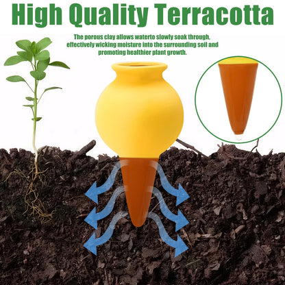 4 Pack Terracotta Watering Spikes, Self Watering Globes, Slow Release Self Watering Planter Insert, Plant Watering Globes for Indoor and Outdoor Plants
