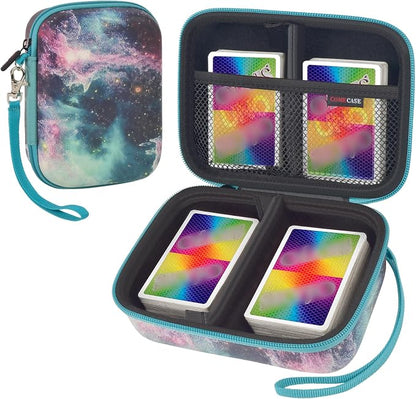 Comecase Cards Holder Case Compatible with PM TCG Cards/for SKYJO/for Five Crowns/for UNO/for Phase 10 Playing Cards, Card Game Storage Organizer Holds Up to 400 Cards - Galaxy (Box Only)