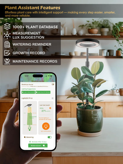 Smart Grow Lights for Indoor Plants, Plant Light with Auto-Timer, Full Spectrum LED Grow Light, Adjustable Height & Stepless Dimming,Plant Assistant Suitable for Most Plants (Black-1)