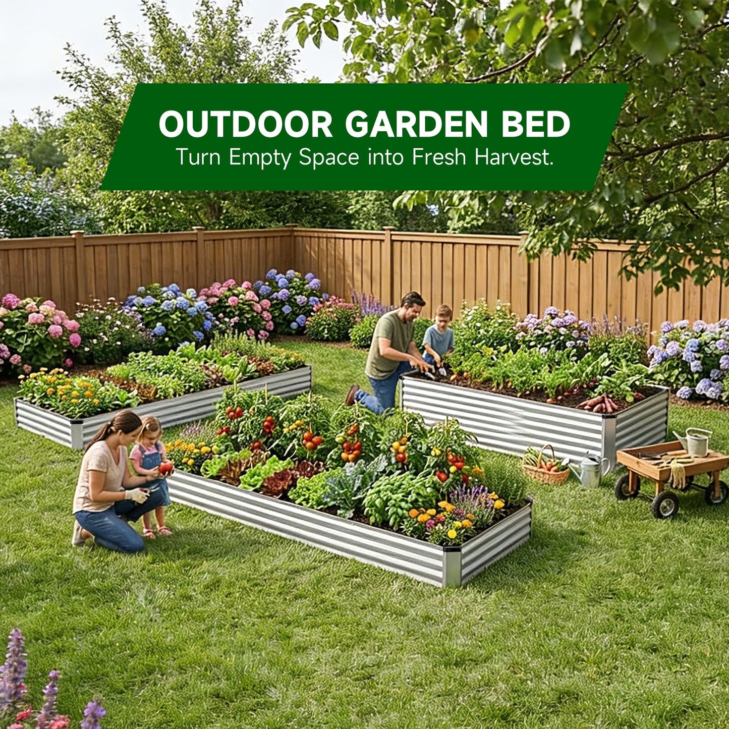 ONAIL Small Raised Garden Bed Kit, 8x4x1ft Galvanized Steel Metal Planter Box for Vegetables, Outdoor Sturdy Deep Root Gardening Frame with Easy Assembly, No Bottom, No Rot