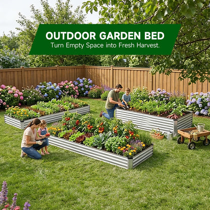 ONAIL Small Raised Garden Bed Kit, 8x4x1ft Galvanized Steel Metal Planter Box for Vegetables, Outdoor Sturdy Deep Root Gardening Frame with Easy Assembly, No Bottom, No Rot