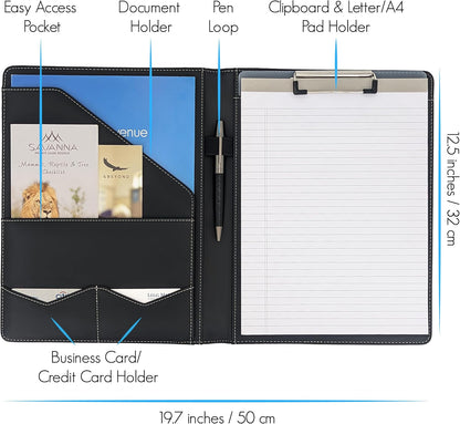 STYLIO Padfolio Folder with Removable Clipboard | Portfolio Organizer | Binder with Storage for Notebook, Notepad | Nursing Clipboard Folio, CNA Accessories for Work | Vegan Leather