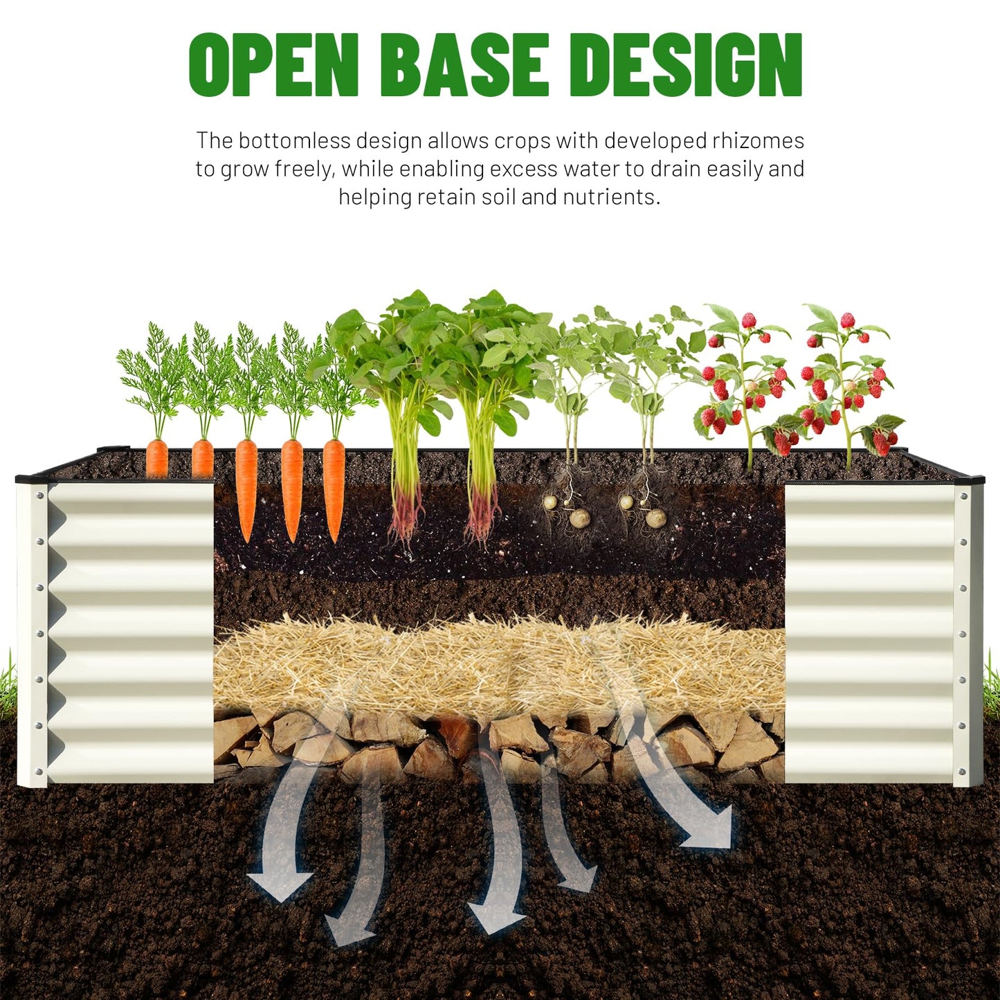SnugNiture Galvanized Raised Garden Bed 6x3x2FT Outdoor Large Metal Planter Box Steel Kit for Planting Vegetables, Flowers, Beige White