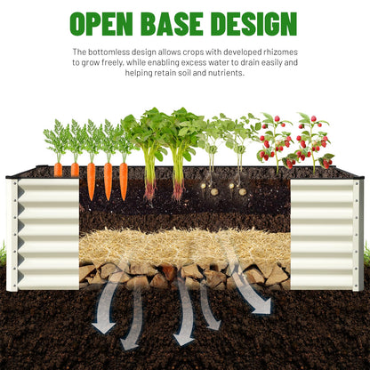 SnugNiture Galvanized Raised Garden Bed 6x3x2FT Outdoor Large Metal Planter Box Steel Kit for Planting Vegetables, Flowers, Beige White