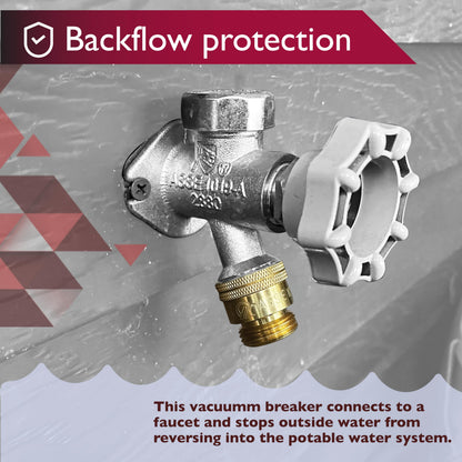 Vacuum Breaker 3/4 Inch Solid Brass Hose Bib Backflow Preventer for Garden Spigot RV Pack of 2