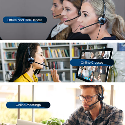 TruVoice HD-550 Office and Call Center Wired QD Headset with Noise Canceling Microphone and HD Speakers - Compatible with Mitel, Nortel, Avaya, Poly, Polycom, Shoretel, Digium, ESI, Fanvil Desk Phones