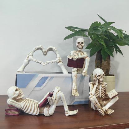 Gothic Skeleton Heart Hands Sculpture 6.3"- Unique Until Death Bone Heart Love Sign -Halloween Home Decor, Gothic Wedding Gift, Shelf Desktop Ornament