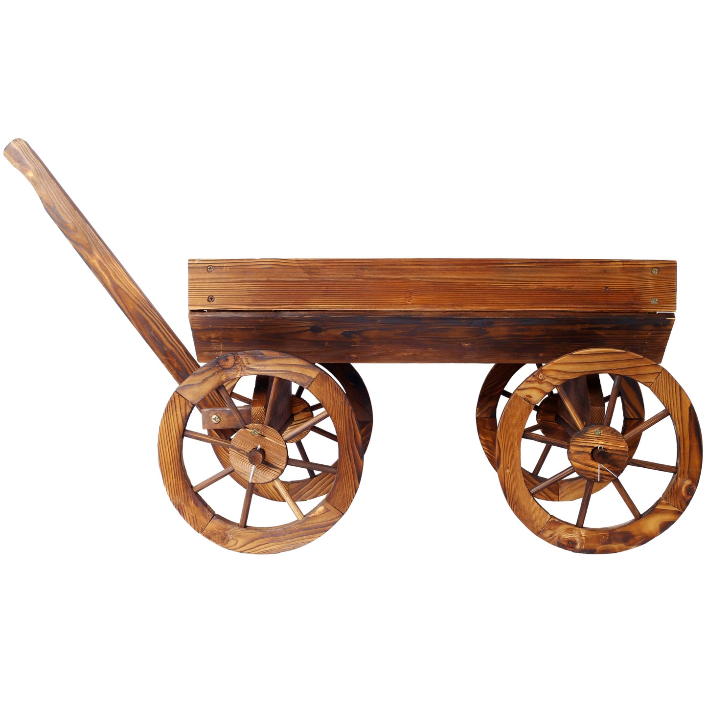 Anyflee Wood Wagon Flower Planter Pot Stand W/Wheels Home Garden Outdoor Decor
