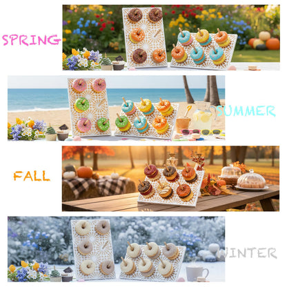WOPARTY Donut Wall Stand,Doughnut Display Stand,Bagel Holder for Party, Dessert Table,Birthday, Wedding, Baby Shower, Bridal Showers,Party Supplies（Rectangular）