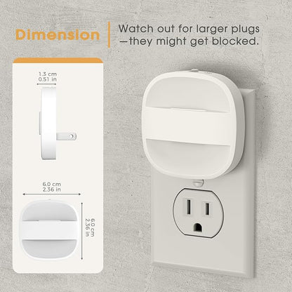 Briignite LED Night Lights Plug Into Wall,2 Packs Plug in Night Light with Dusk to Dawn Sensor, Foldable Plug Nightlight Adjustable Brightness, for Bathroom, Hallway, Kitchen