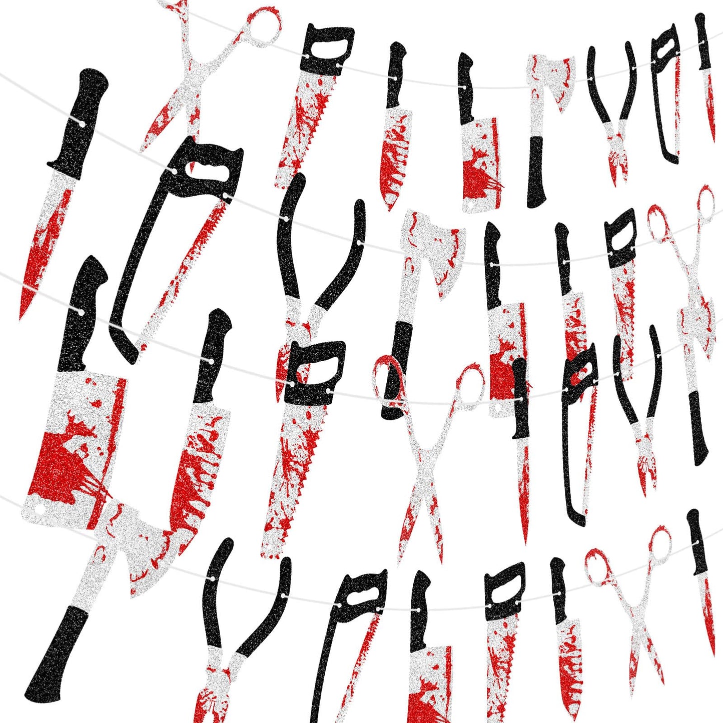 4PCS Halloween Party Decorations Bloody Banner Horror Scary Garland Set Decor for Creepy Movie Theme Birthday Carnival Spooky Props Supplies