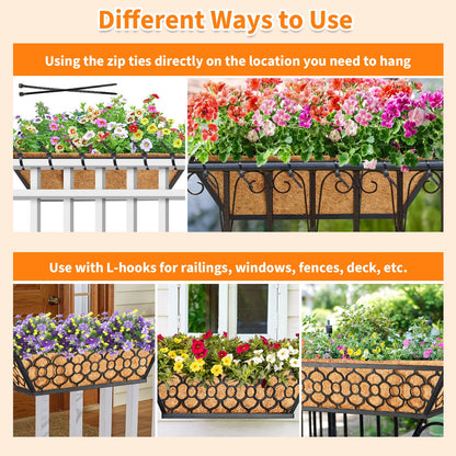 Riare 2 Pack 16 Inch Window Boxes Planters with Coco Liner, Metal Deck Railing Planter Boxes, Balcony Planters Railing Hanging, Horse Trough Window Flower Planter Boxes for Outdoor Porch Fence Patio