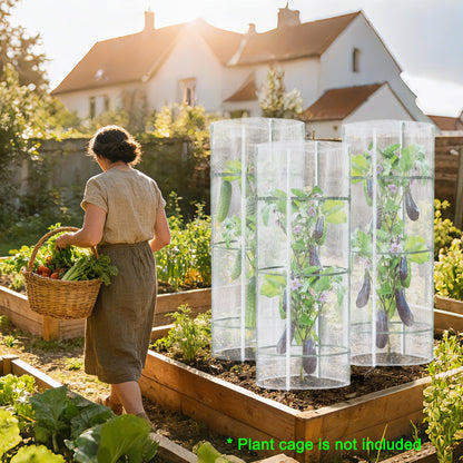 3 PCS Garden Netting for Round Plant Cage, 55" x 15" Tomato Cage Plant Cover Bird Netting Insect Barrier Mesh with Zipper, Tomato Trellis Garden Protection Net Cover for Climbing Plants Vegetables