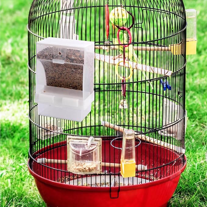 VOSAREA Automatic Bird Feeder 450 Gram No Mess Food Container Splash-Proof Parrot Cage Feeding Station for Pigeons and Small Birds