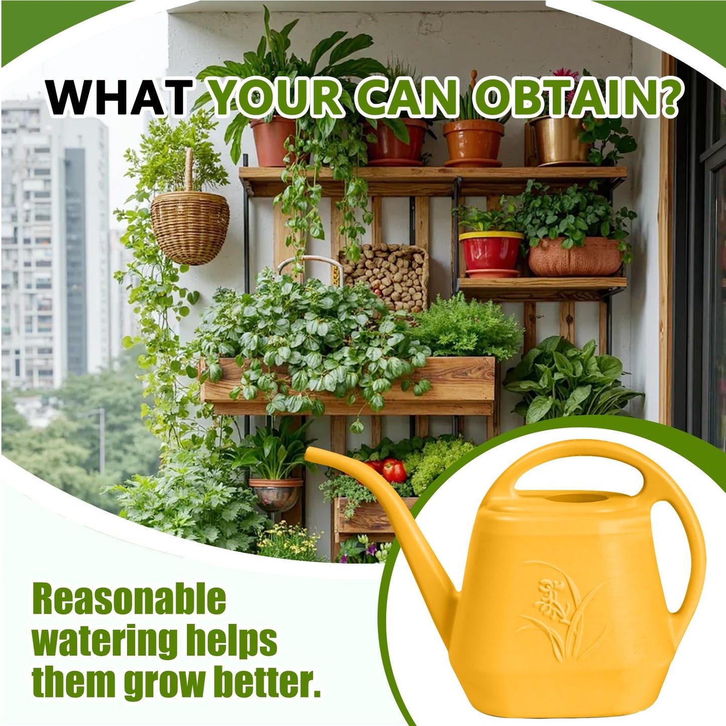 VKPLITE Hand Plastic Watering Can - for Indoor and Outdoor Home Garden Plants - with Long Spout - Orange - 1/2 Gallon