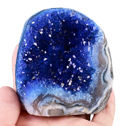 CrystalHola 200-700g Selected Raw Geode Quartz Cluster Home Feng Shui Ornaments Energy Stone Healing Tools Meditation Feng Shui Decoration,Stone Display Piece, Mineral Specimen (Blue, 200-300g)