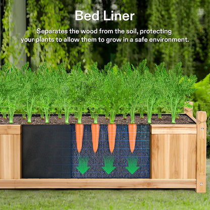 VIVOSUN 3.6 x 1.3Ft Wooden Raised Garden Bed, 43.5 x 16 x 14 Inches, Outdoor Wood Planter Box with Screwdriver and a Liner for Garden, Patio, Balcony, Backyard and Outdoors