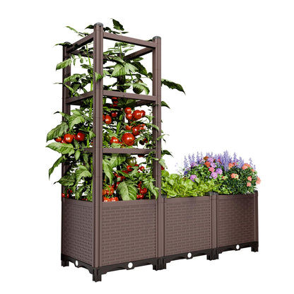 Growchum DoCred 5-Tier Vertical Garden Bed, PP Raised Planter Box, Cascading Tiered Herb Garden Planter for Vegetables Flowers, Space Saving Outdoor Indoor Patio Balcony Garden, Gray