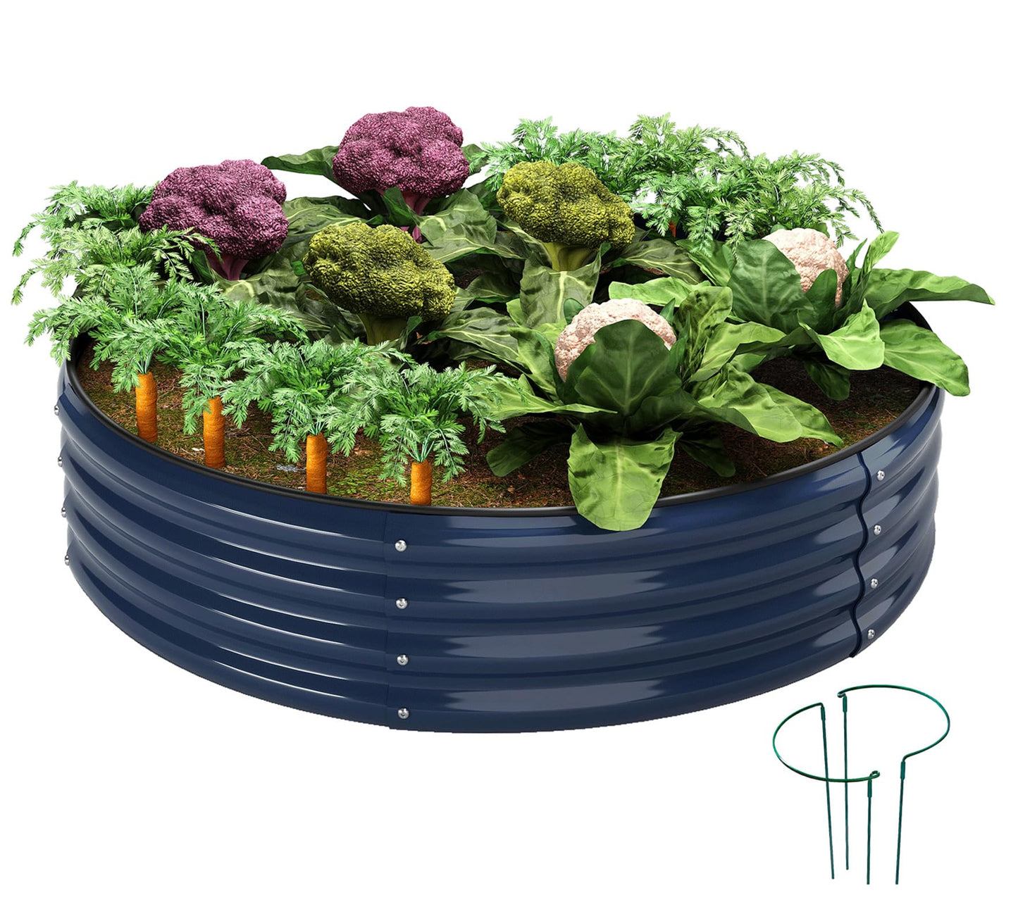ZFHgarden Galvanized Metal Planter Round Raised Garden Bed Kit for Gardening Outdoor，2x2x1ft Grow Garden Box Raised Flower Bed，Round Galvanized Planter Outdoor Metal Fire Pit Ring