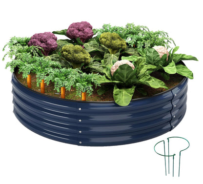ZFHgarden Galvanized Metal Planter Round Raised Garden Bed Kit for Gardening Outdoor，2x2x1ft Grow Garden Box Raised Flower Bed，Round Galvanized Planter Outdoor Metal Fire Pit Ring