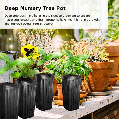 Asixxsix 20pcs Deep Plant Nursery Pots, 7.8in Tall Seedling Flower Plant Container Pots with Drainage Holes Thicken Plastic Nursery Bags Reusable Planter Flower Pots for Gardens