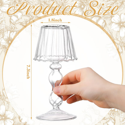 Jingmore 2 Pcs Crystal Candle Holders Lamp Shaped Crystal Tealight Candle Holders Table Centerpiece for Home Wedding Engagement Birthday Party Events Dining Table Decoration(Clear)