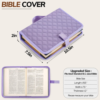 Large Bible Bag with Bible Cover Case for Women，Church Tote Bag Travel Bag Diaper Bag with Shoulder Strap for Teachers, Nurses, Moms, Bible Lovers (Purple
