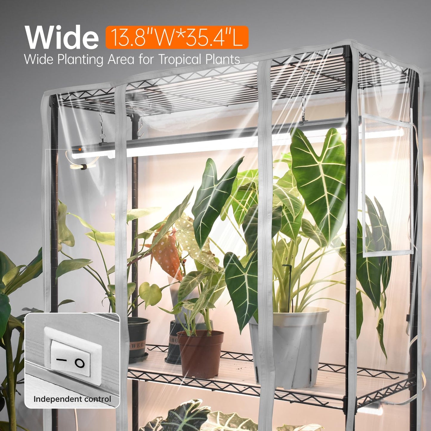 Bstrip Indoor Greenhouse with Grow Light, Indoor Greenhouse Cabinet with 6 Pack 90W Grow Lights with Timer, Mini Green House for Indoor Plant, Seed Starter, Seeding, 35.4"x13.8"x70.8"