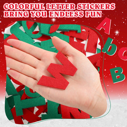 Breling 310 Pieces Felt Letter Bulletin Board Letters Sticker with Number 2" Bulk Self Adhesive ABC Upper Lowercase Sticky Letter for Xmas Gift Bulletin Board Classroom(Christmas Color)