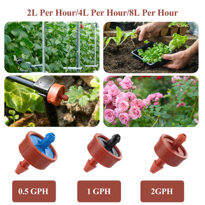 30Pcs 2GPH Pressure Compensating Irrigation Spot Drippers,Constant Flow Barb Outlet Watering Dripper Emitters Heads Parts for 1/4 Inch Watering Tubing Line for Garden Pots Plant Irrigation Systems