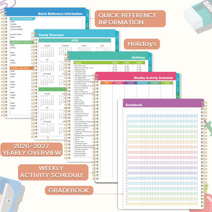 Teacher Planner 2026-2027 - Academic Planner Teacher Lesson Planner 2026-2027, July 2026 - June 2027, 8.5" x 11", Lesson Plan Book, Weekly & Monthly Lesson Calendar with with Colorful Laminated Tabs, Quotes, Inner Pocket
