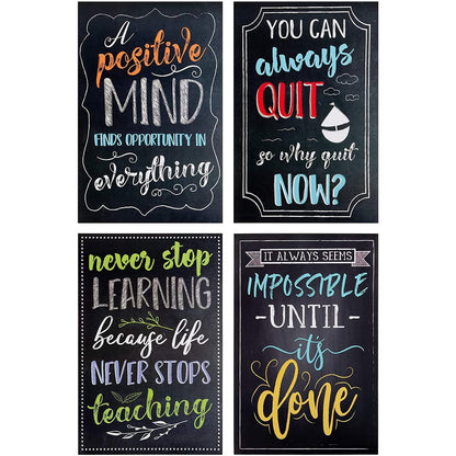 Juvale 20-Pack 13x19 in Motivational Classroom Posters - Chalkboard-Style Wall Decor, Classroom Decor, Bulletin Board Decorations, School Supplies for Teachers, Growth Mindset Posters