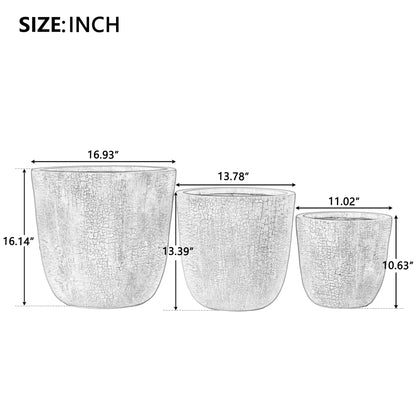 Merax Indoor Outdoor Plant Pots with Drainage Holes and Rubber Plug– Set of 3,Large Lightweight MGO Flower Pots (16.9/13.7/11 Inch) – Modern Planters for Indoor Plants, Room & Office Décor,Beige