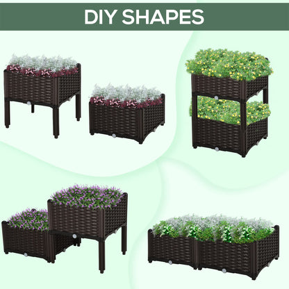 Outsunny 2 Piece Raised Garden Bed with Legs, Planter Box Raised Bed to Grow Flowers, Herbs & Vegetables, Brown