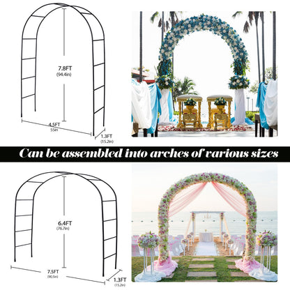 Thickened Tube Garden Arch Trellis, 4.6 * 7.8 or 6.4 * 7.5Ft, Metal Archway Arbor Stable Outdoor Garden Trellis for Climbing Plants, Party Wedding Arch Decoration